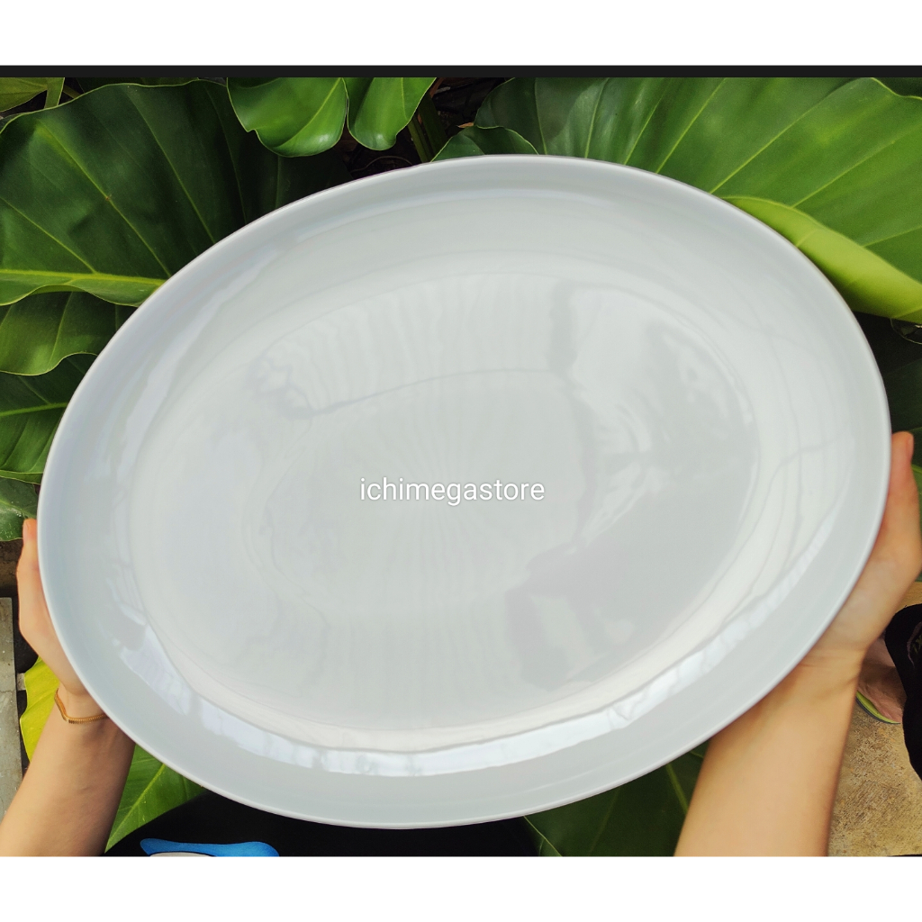 Piring Saji Oval Keramik XXL Fine Porcelain Tebal Sangat Besar Berkualitas Lodor