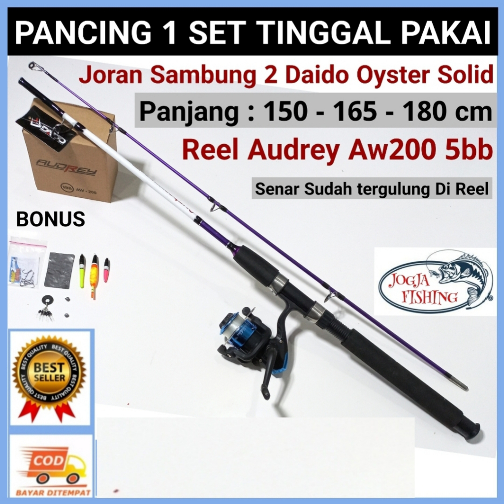 1 Set Pancing Tinggal Pakai Joran Sambung DAIDO OYSTER SOLID 150 - 165 - 180 CM