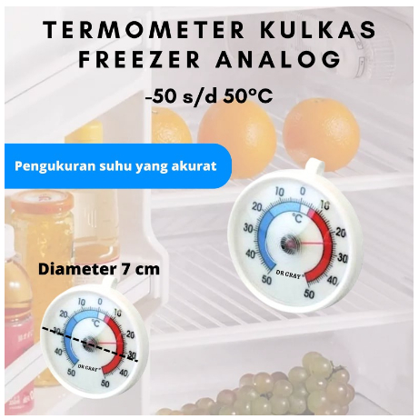 Termometer Kulkas / Thermometer Freezer Manual / Pengukur Suhu Kulkas