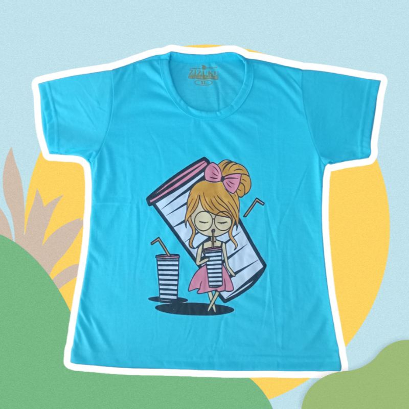 baju kaos anak wanita perempuan daily sehari-hari warna tosca