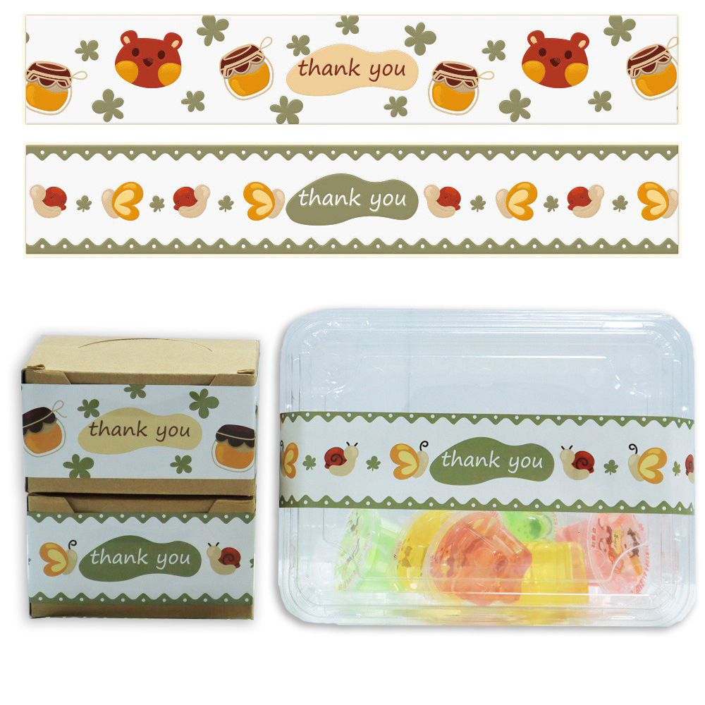 

1Lembar (isi 2 buah) Sticker label perekat motif kartun untuk kemasan packaging/sticker packaging thankyou kartun lucu untuk box kemasan