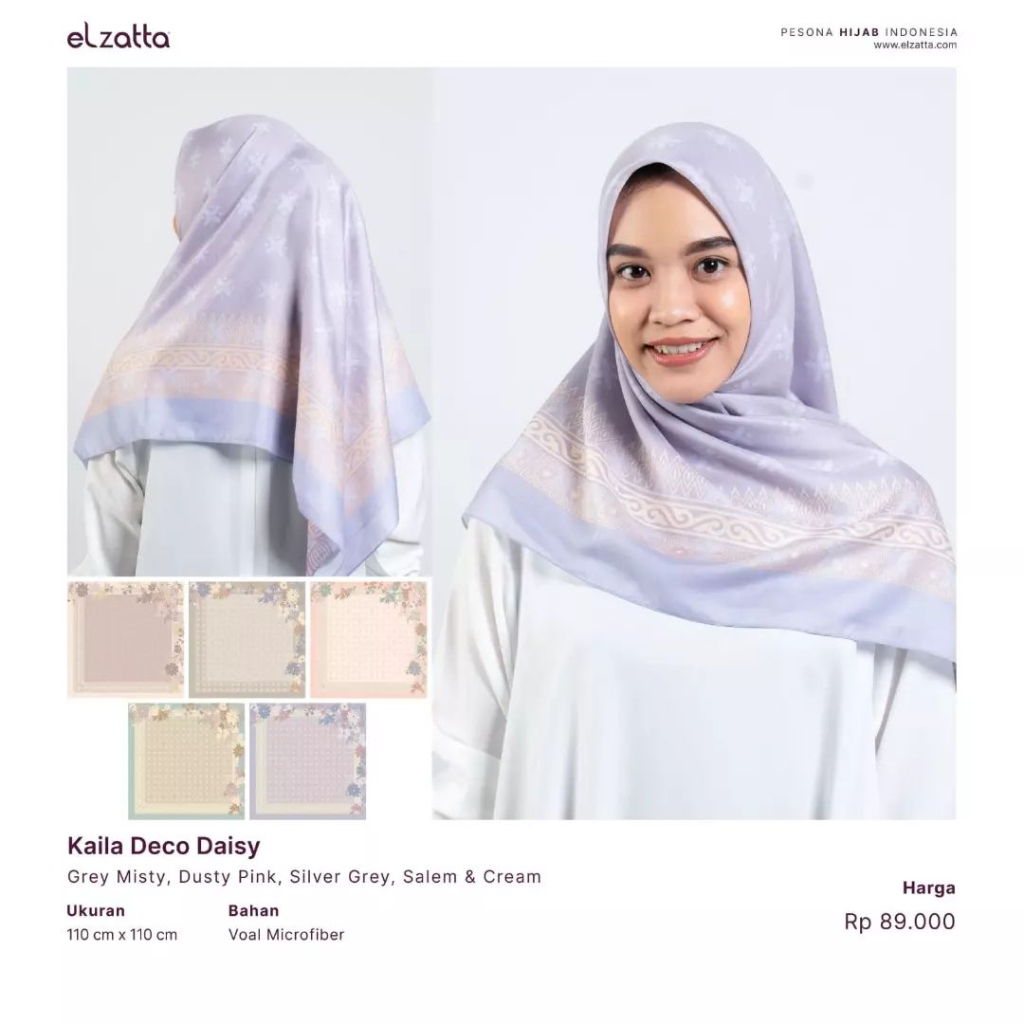 ELZATTA HIJAB KAILA DECO DAISY/ELZATTA HIJAB SCARF/MOTIF TERBARU ELZATTA