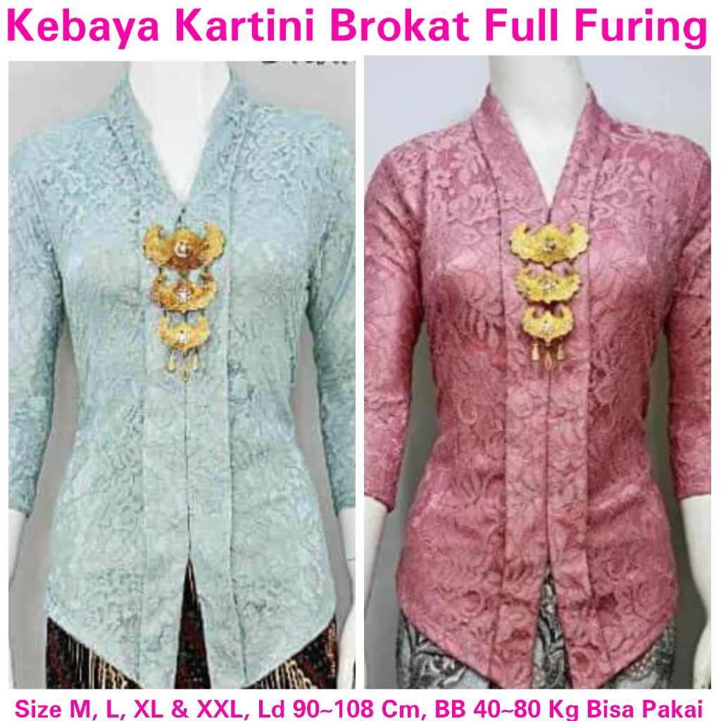 KEBAYA JADI KEBAYA KARTINI BROKAT LAPIS FULL FURING KATUN LENGAN 7/8 KANCING DEPAN