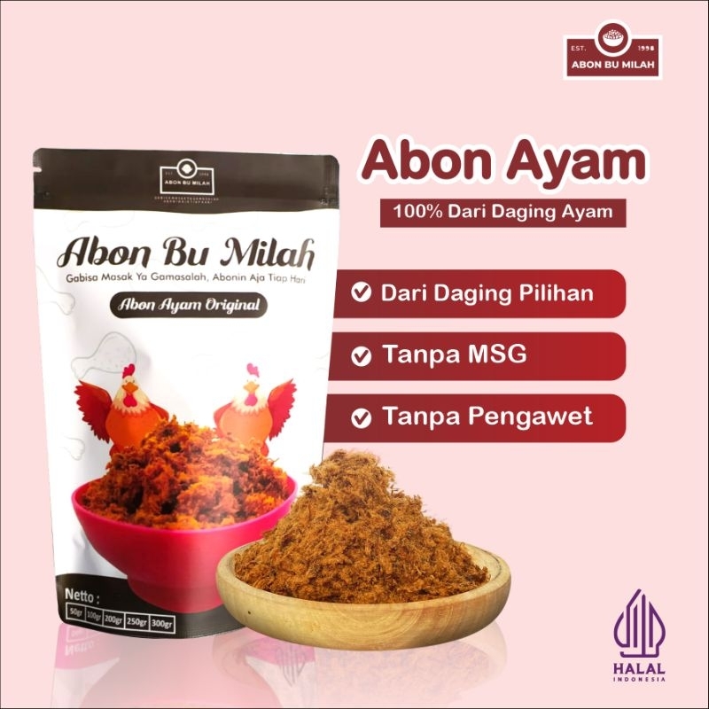 

Abon Bu Milah Abon Ayam Original Kualitas Super 100 Gram Asli Klaten Solo