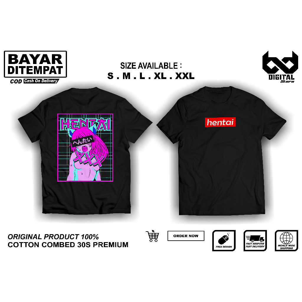 Kaos Anime Hentai Viral | Baju Hentai | TShirt Hentai | Kaos Hentail | Cotton Combed Unisex Streetwe
