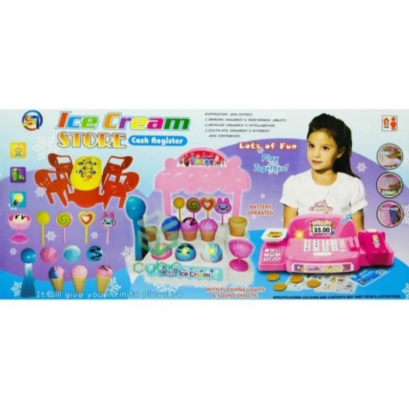 Mainan Mesin Kasir Ice Cream Li 3 / Mainan Stand Es Krim / Mainan Es Krim Lampu / Mainan Es Krim Sua