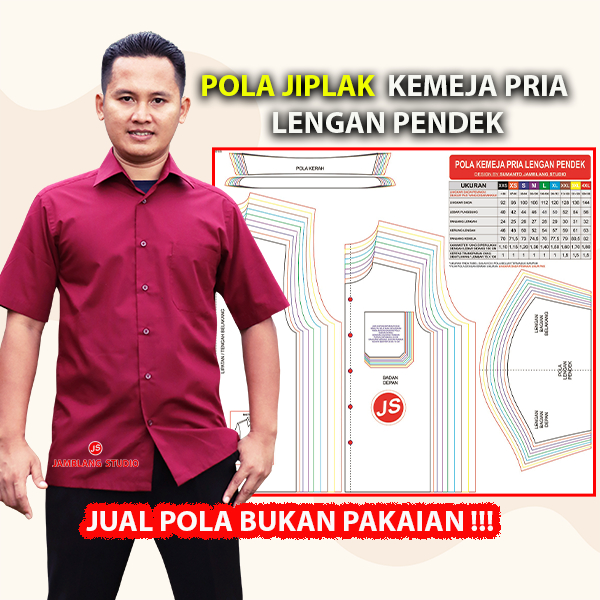 Pola Jiplak Kemeja Pria Lengan Pendek