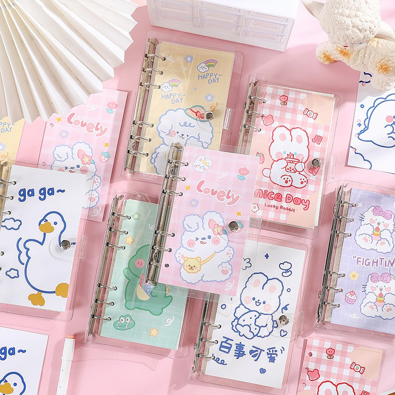 

binder book cute bear rabbit Buku catatan isi ulang loose-leaf Buku harian Binder note book A6