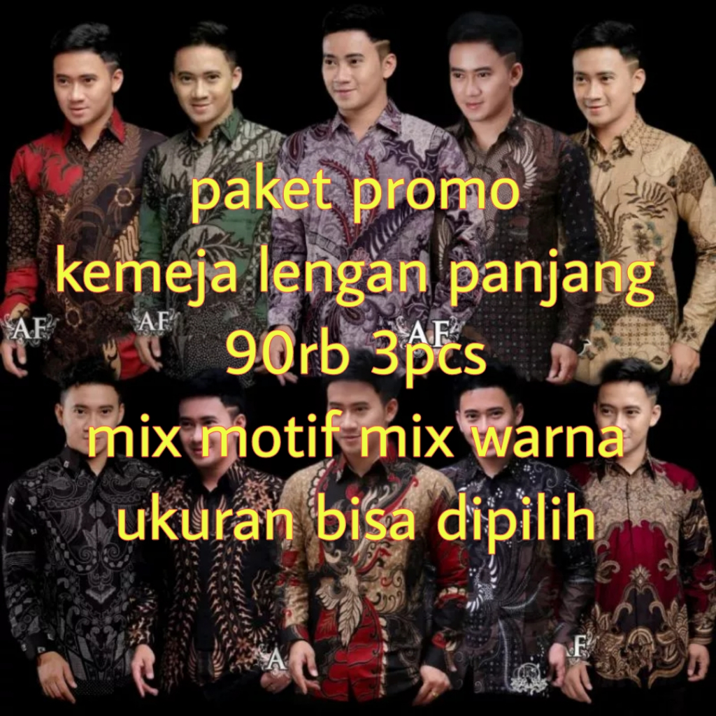 PRODUK BATIK LOKAL ASLI PEKALONGAN PAKET USAHA 90 RB KEMEJA LENGAN PANJANG 3 PCS UKURAN DEWASA RANDO