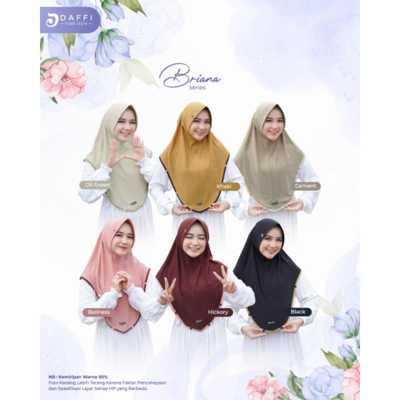 DAFFI BRIANA  Hijab Instan Jersey Bergo Wanita Kekinian Aksen Dash List Pada Seluruh tepi Briana by 