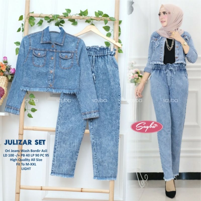 SETELAN JEANS WANITA / ONE SET TUNIK JEANS / TERBARU