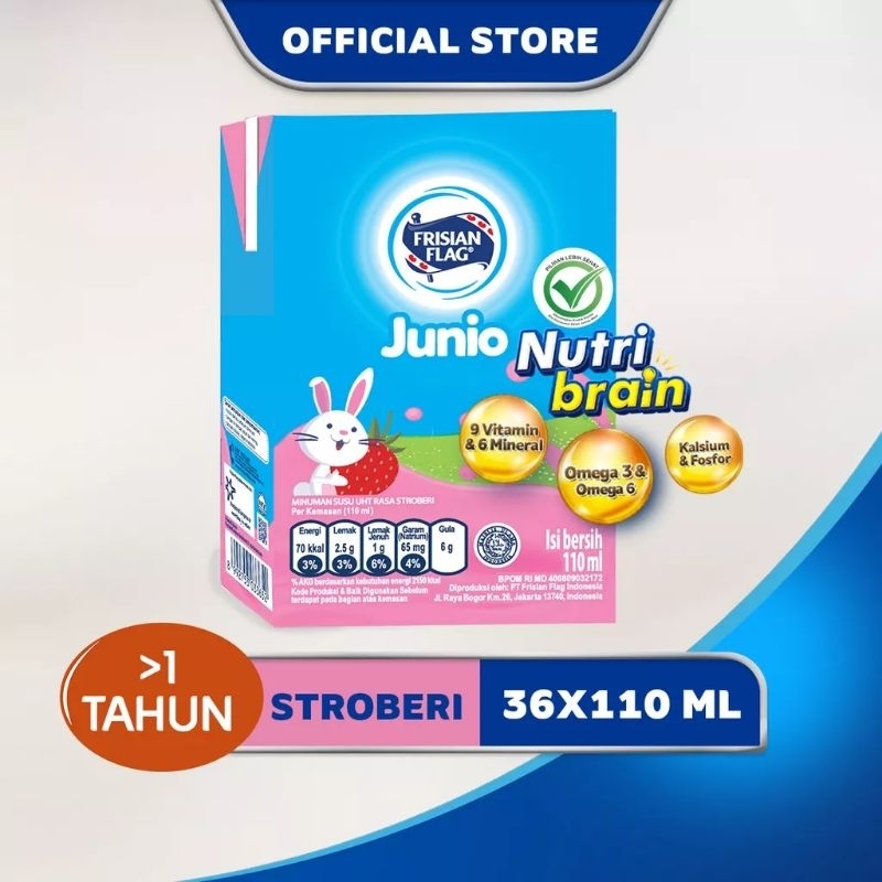 

Frisian Flag junio susu UHT stawberry carton pack 36pcs X 110ml