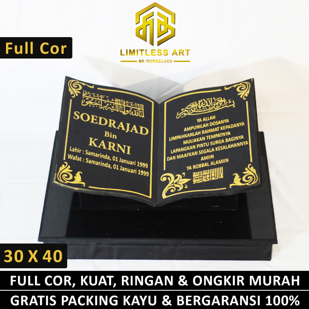 Bangunan Batu Nisan Makam Model Bentuk Buku Alquran Maesan Kepala Kijing Full Set Dudukan Lengkap Gr
