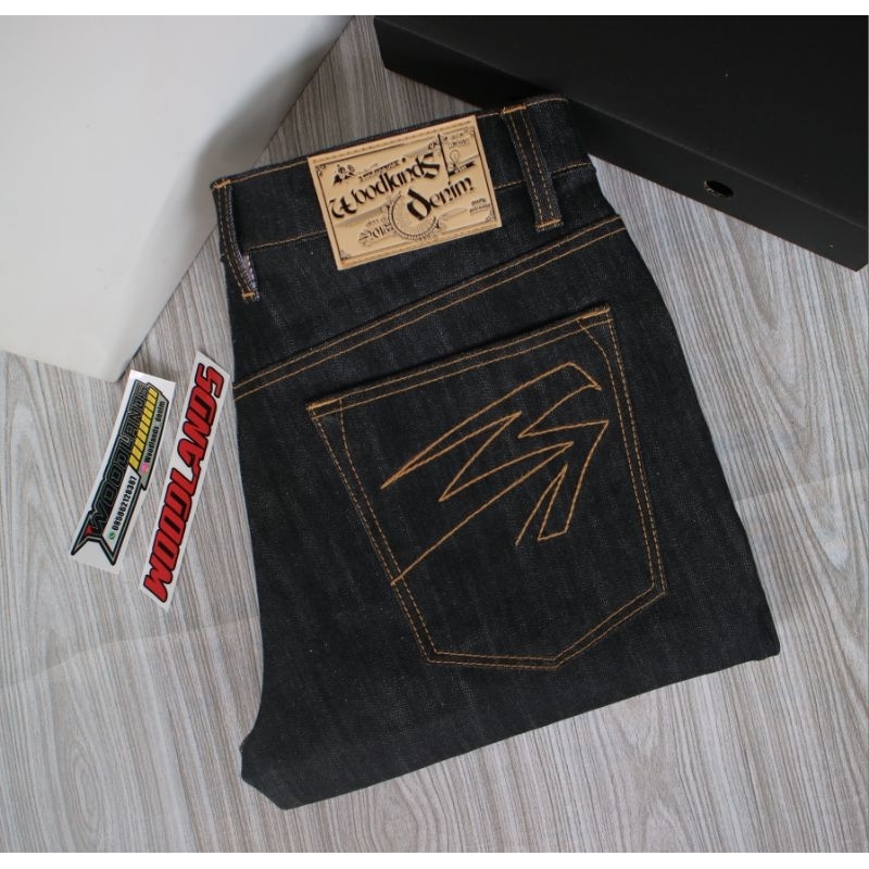 jeans raw denim black ring fiberblue accent selvedge redline  semi strect 14oz