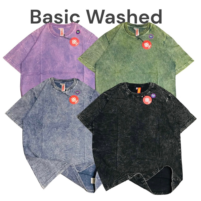 Ossu T-Shirt Basic Washed / Wash  | Kaos Polos Black Washing | Kaos Polos Sand Washing Cotton Combed