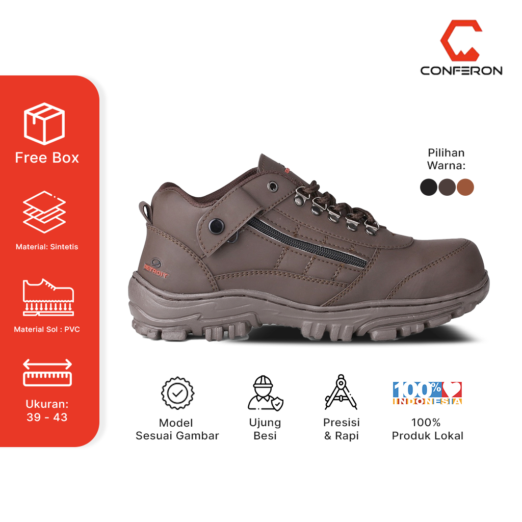 Conferon - Sepatu Pria Safety Boots Detroit Reptil Tracking Outdoor Touring