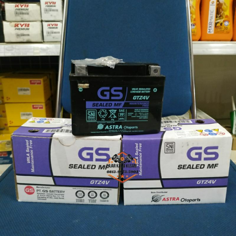AKI MOTOR GS ASTRA SEALED MF GTZ4V 12 V 3AH.HONDA BEAT, KHARISMA, SUPRA X 125,VARIO 110,SCOPY ORIGIN