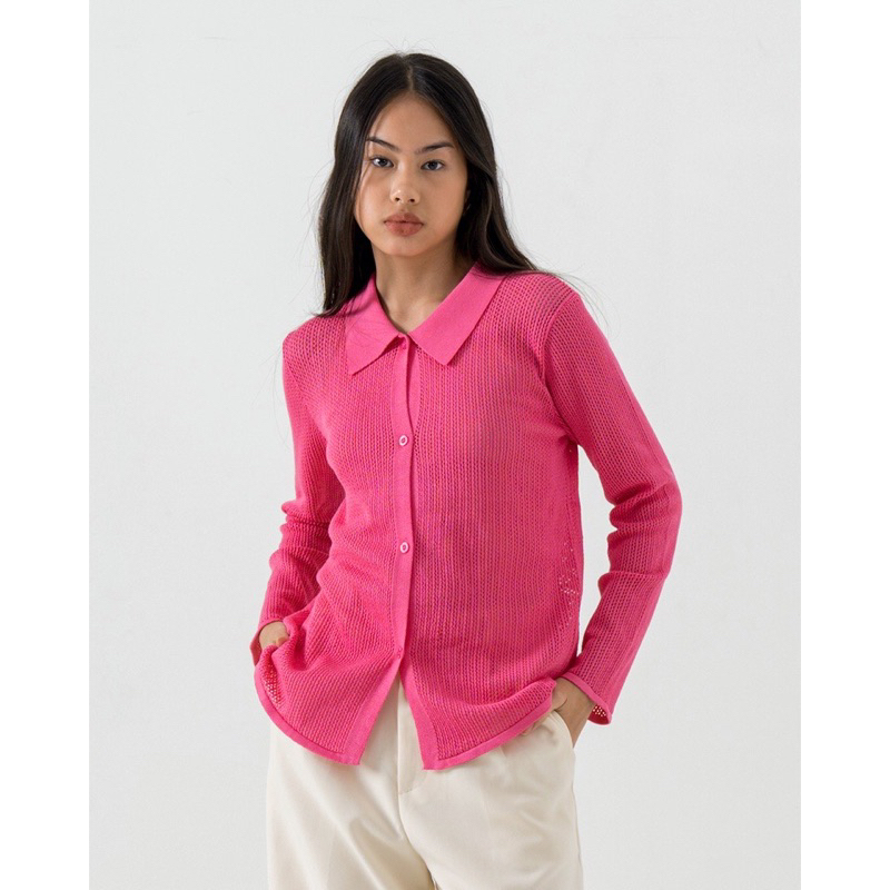 Preloved 3Mongkis Kalana Top Atasan Knit Knitted Knitwear Outer Outerwear Cardi Cardigan Blue Biru