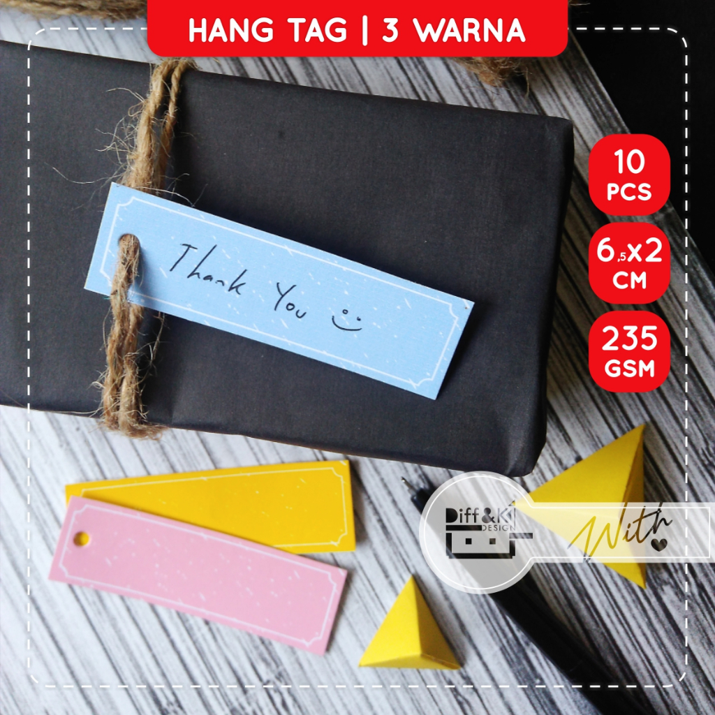 

Label Hang Tag Polos Persegi Panjang Warna Biru Pink Kuning Campur Hampers Packaging Wrapping Packing Hadiah DIY