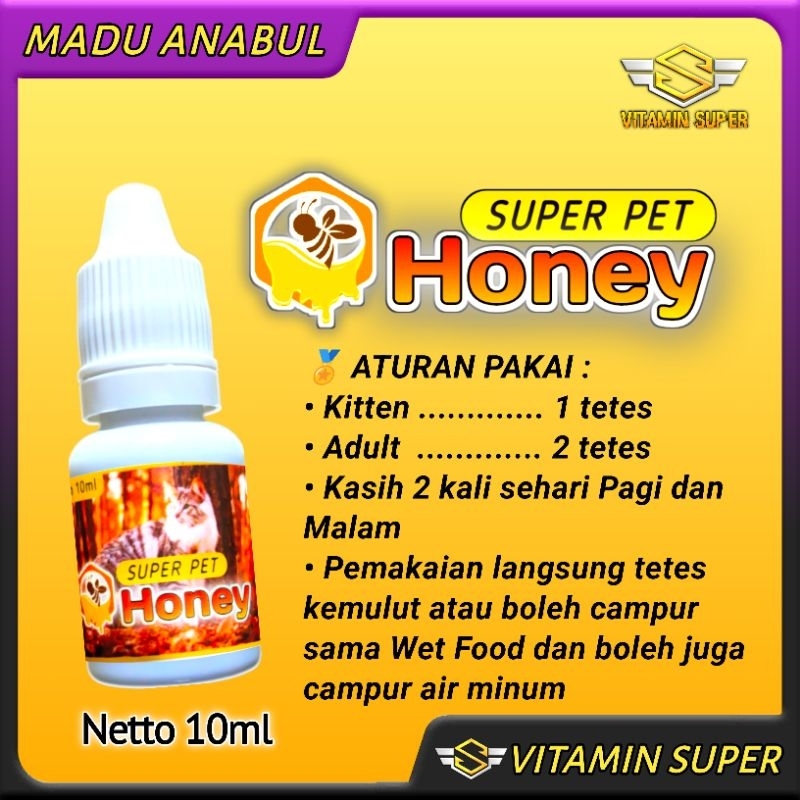 Super Pet Honey Madu Anabul Vitamin Nafsu Makan, Daya Tahan Tubuh, Anti Bakteri dan Antioksidan