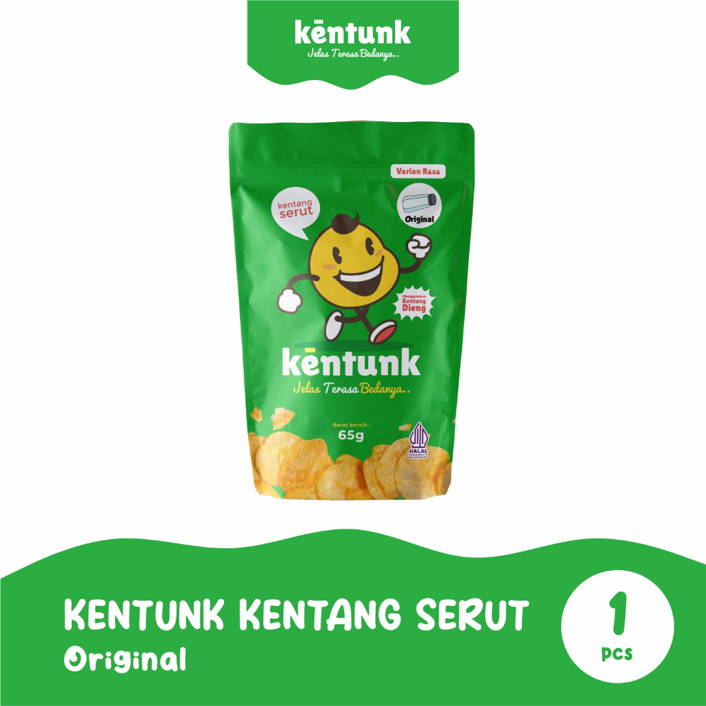 

KENTUNK Original 65g Cemilan Snack Keripik Kentang Serut Potato Chips Kripik Kentang Original Asin Gurih Daun Jeruk