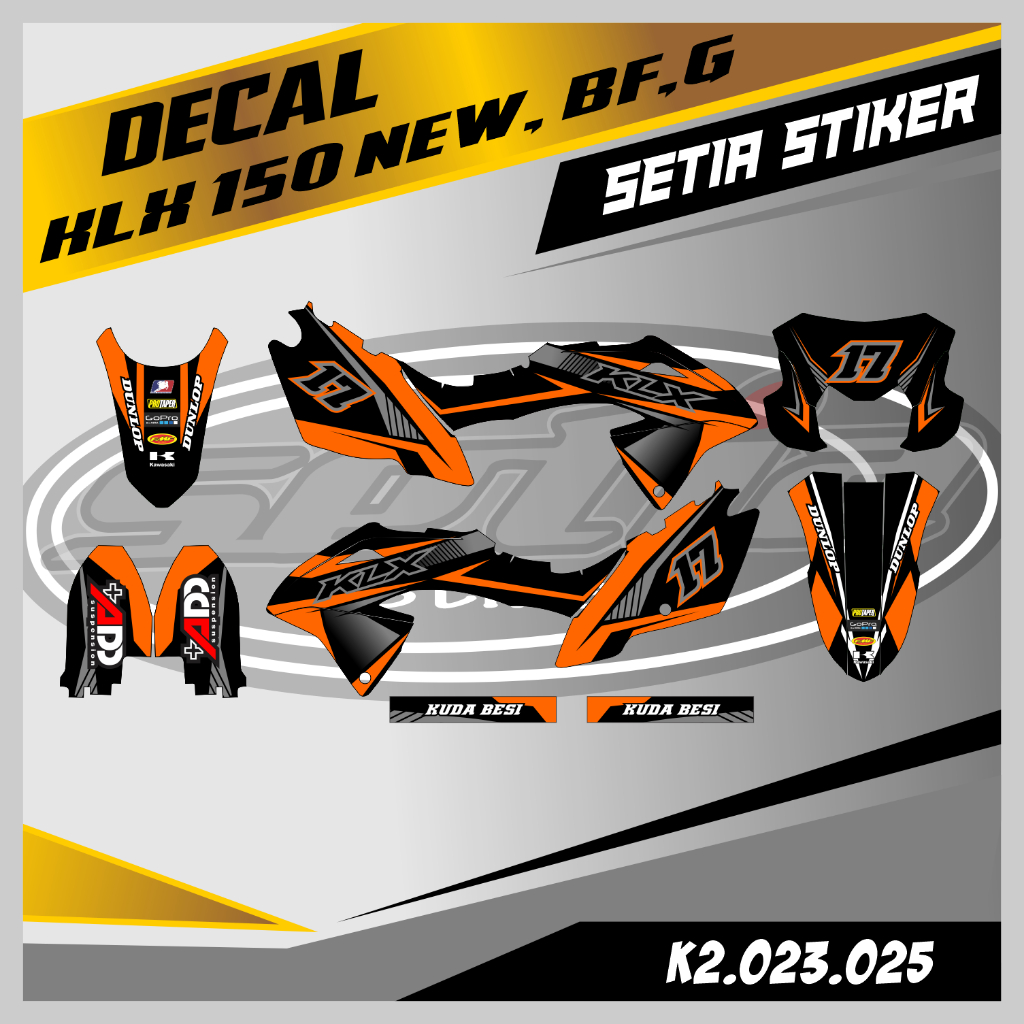 DECAL KLX BF, G, NEW, ORANGE SUPERMOTO, TRAIL, DESAIN BEBAS CUSTOM BARU (K2.023.025)