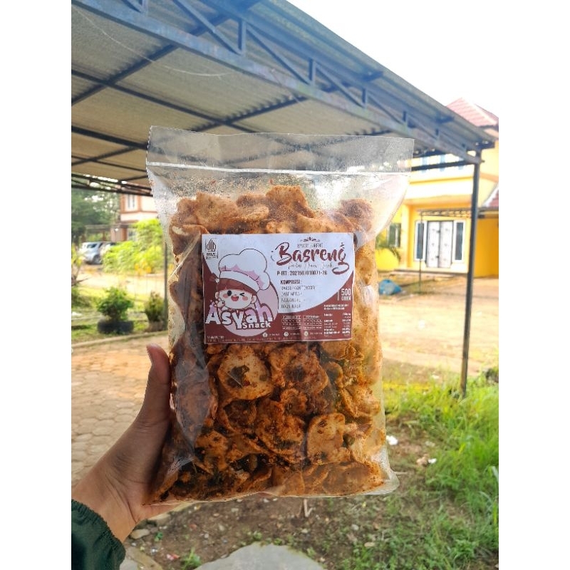 

Kripik Basreng Pedas daun jeruk