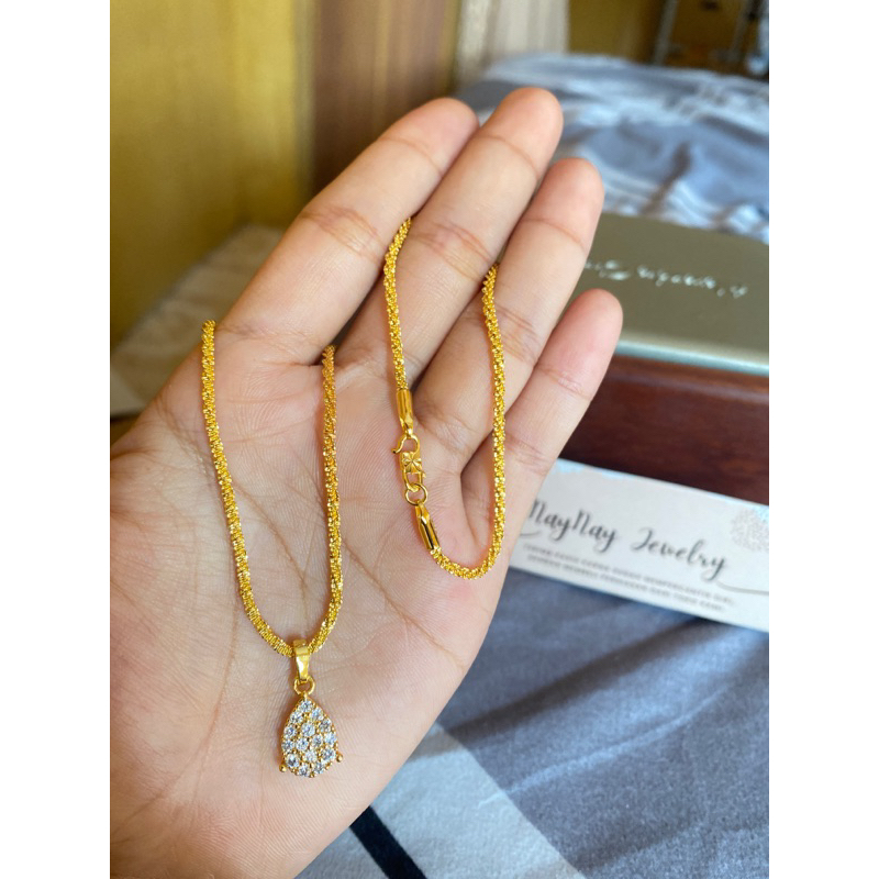 Kalung 2 Suku milano lapis emas 24k beserta liontin / 45cm
