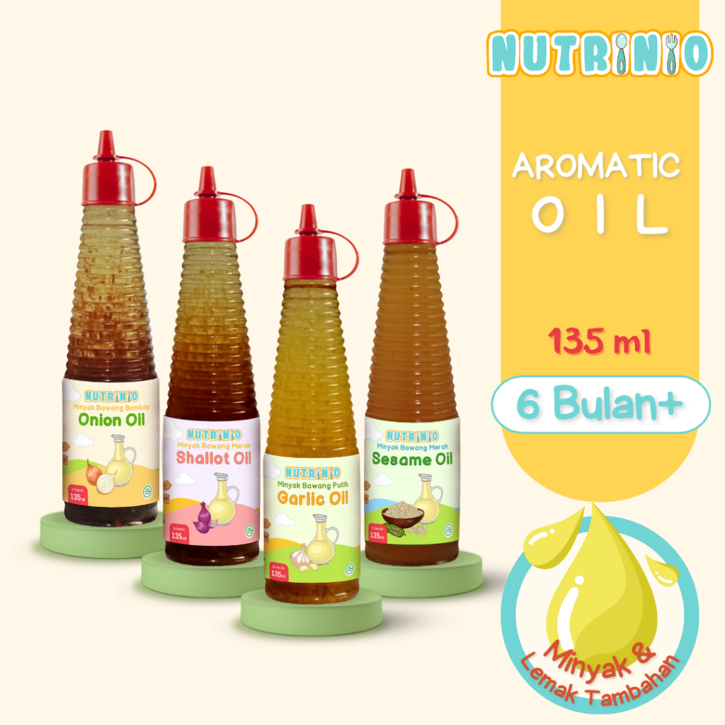 

Nutrinio Aromatic Oil 135 ml | Minyak Aromatik MPASI Tanpa Pengawet | Minyak Bawang Merah Bawang Putih Bawang Bombay Wijen