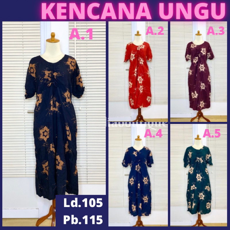 Daster Elsa Kencana Ungu LD 100 | Label Hitam | Kencana Ungu Asli