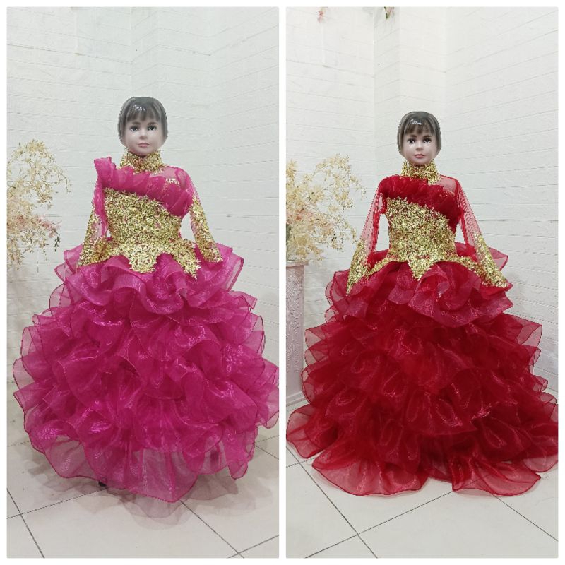 Kostum Karnaval rempel dada / gaun dayang / Gaun pesta anak