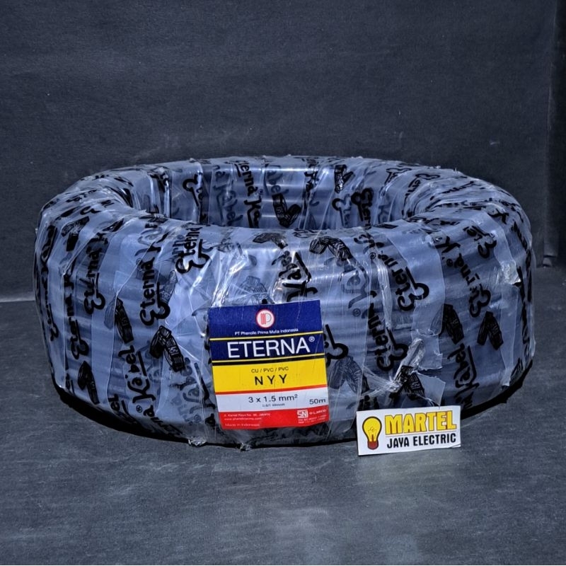 Kabel listrik Nyy 3x1,5mm ETERNA / kabel engkel [ ecer per 1 meter ]