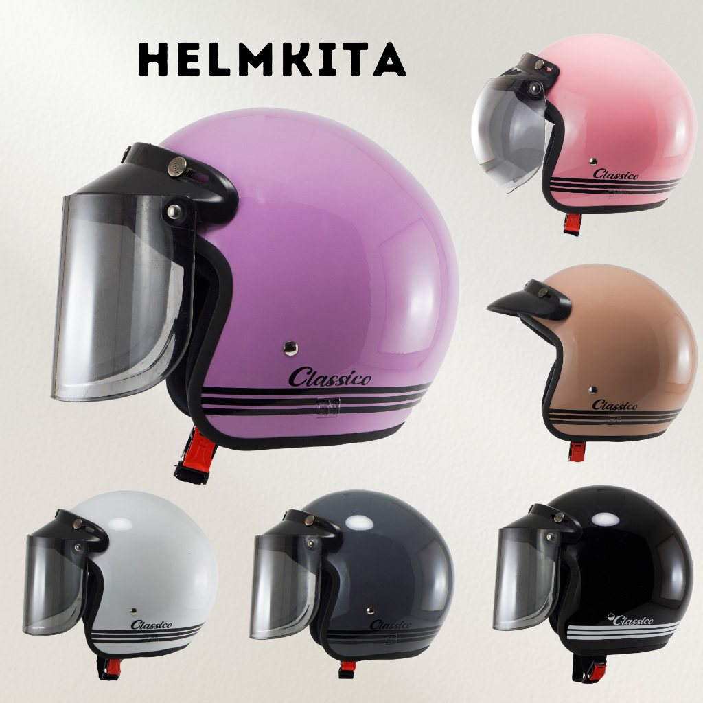 Helm Bogo Classic Full Leher / Helm Untuk Pria Dan Wanita Dewasa SNI MURAH