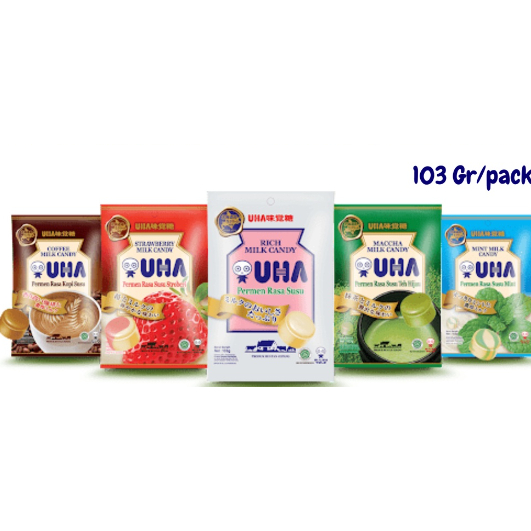 

UHA Milk Candy Permen Susu Rasa Mint Matcha Strawberry Coffee 103gr