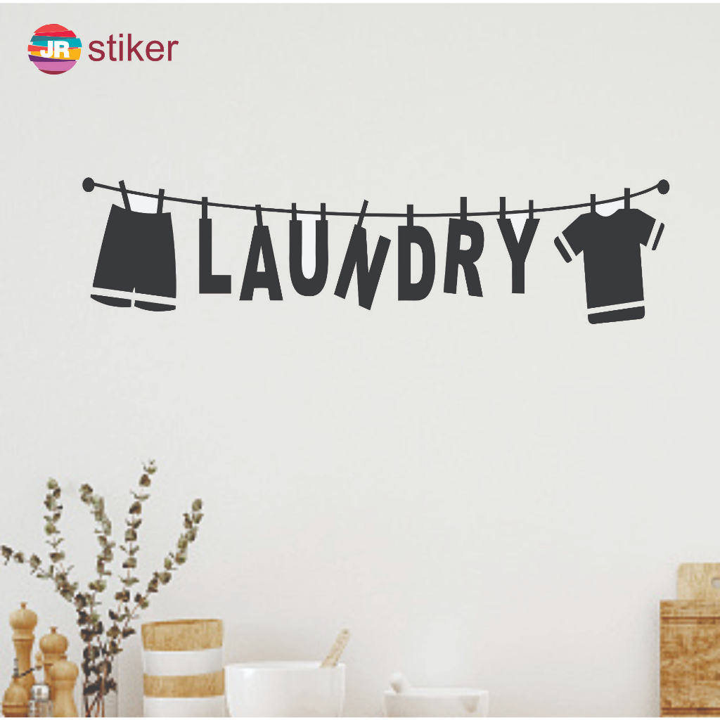 Wall Sticker Stiker Dinding Laundry Room Mesin Cuci Hiasan Dekorasi Dinding Kaca Custom Nama