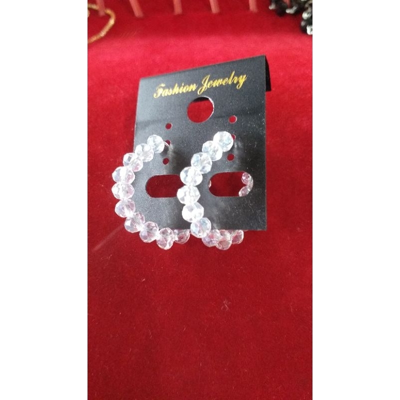 anting krisal besi putih anting kristal ceko