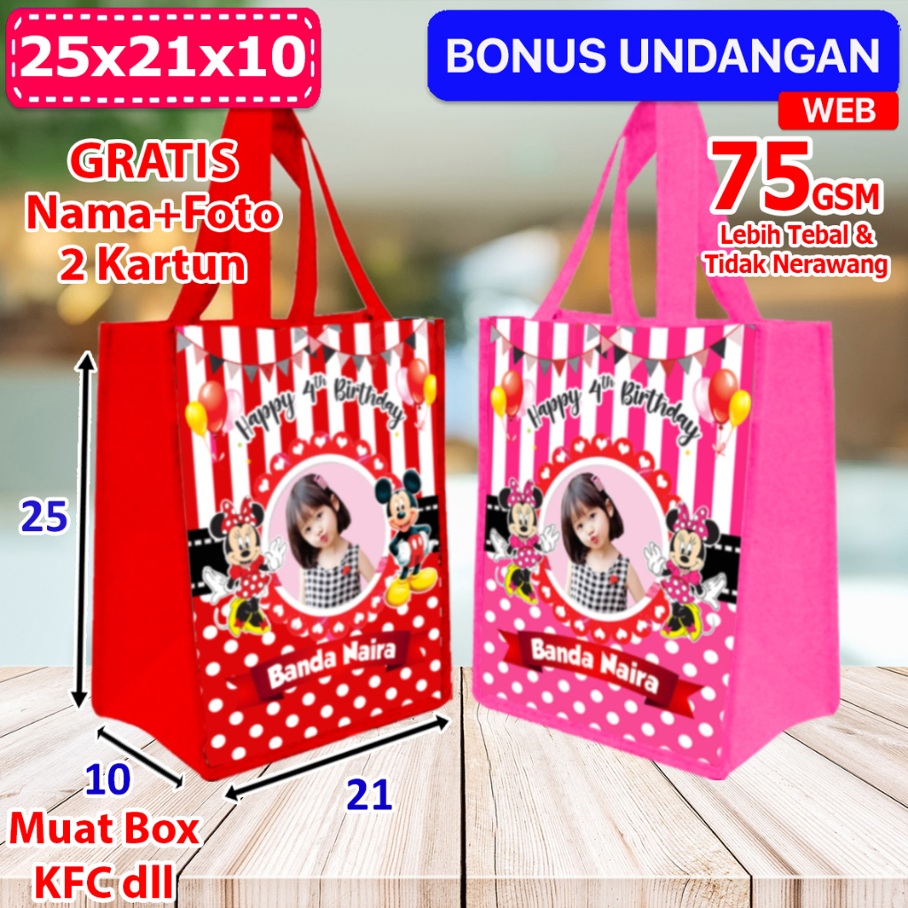 

Tas Kantong Ulang Tahun Anak Bingkisan Kartun Minnie uk 25x21x10