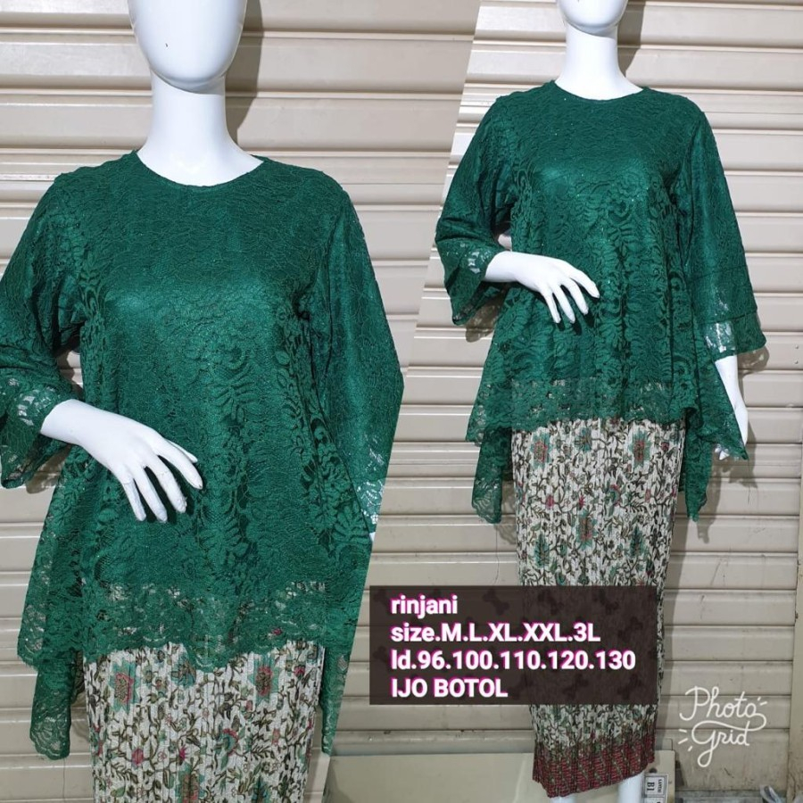 SETELAN KEBAYA RINJANI / KEBAYA BROKAT RINJANI LD 130 - WARNA HIJAU