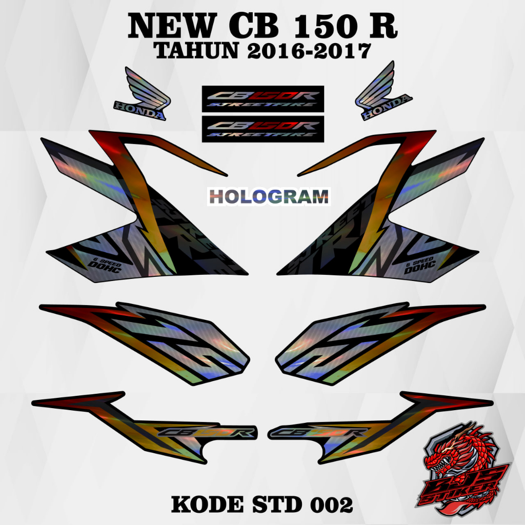 Striping new cb 150 r - Stiker Decal HOLOGRAM / MIRROR CHROME NEW CB 150 R CB 150R KODE STD 002