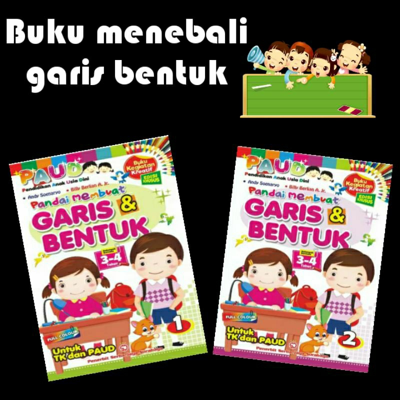 Buku anak paud kreatif pandai membuat garis & Bentuk Pra menulis serba jaya