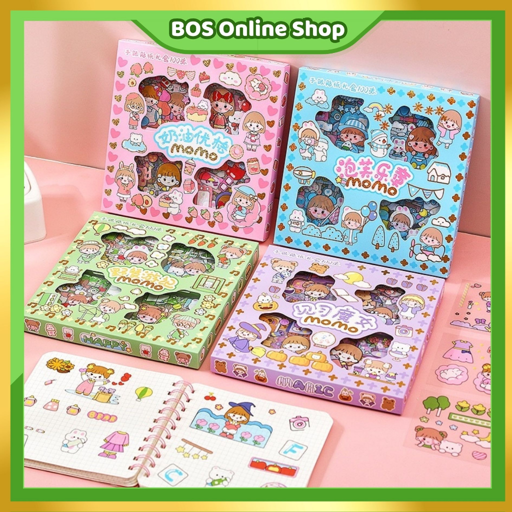 

BOS559 Sticker Waterproof Sticker Momo Dapat Box Isi 100 Lembar / Sticker Set Diary Book Aesthetic Sticker Deco / Stiker 2D Plastik Lucu Viral
