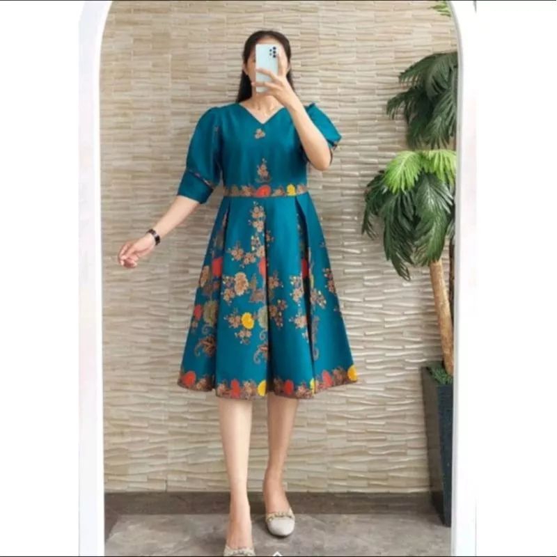 dress batik  baju kerja elegan batik halus premium seragam kerja