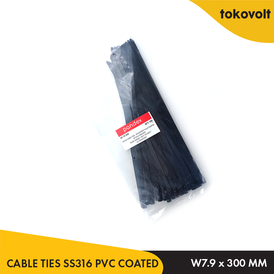 Pandex Cable Ties Stainless Steel PVC Coated 7.9 x 300 mm / Cable Ties SS316