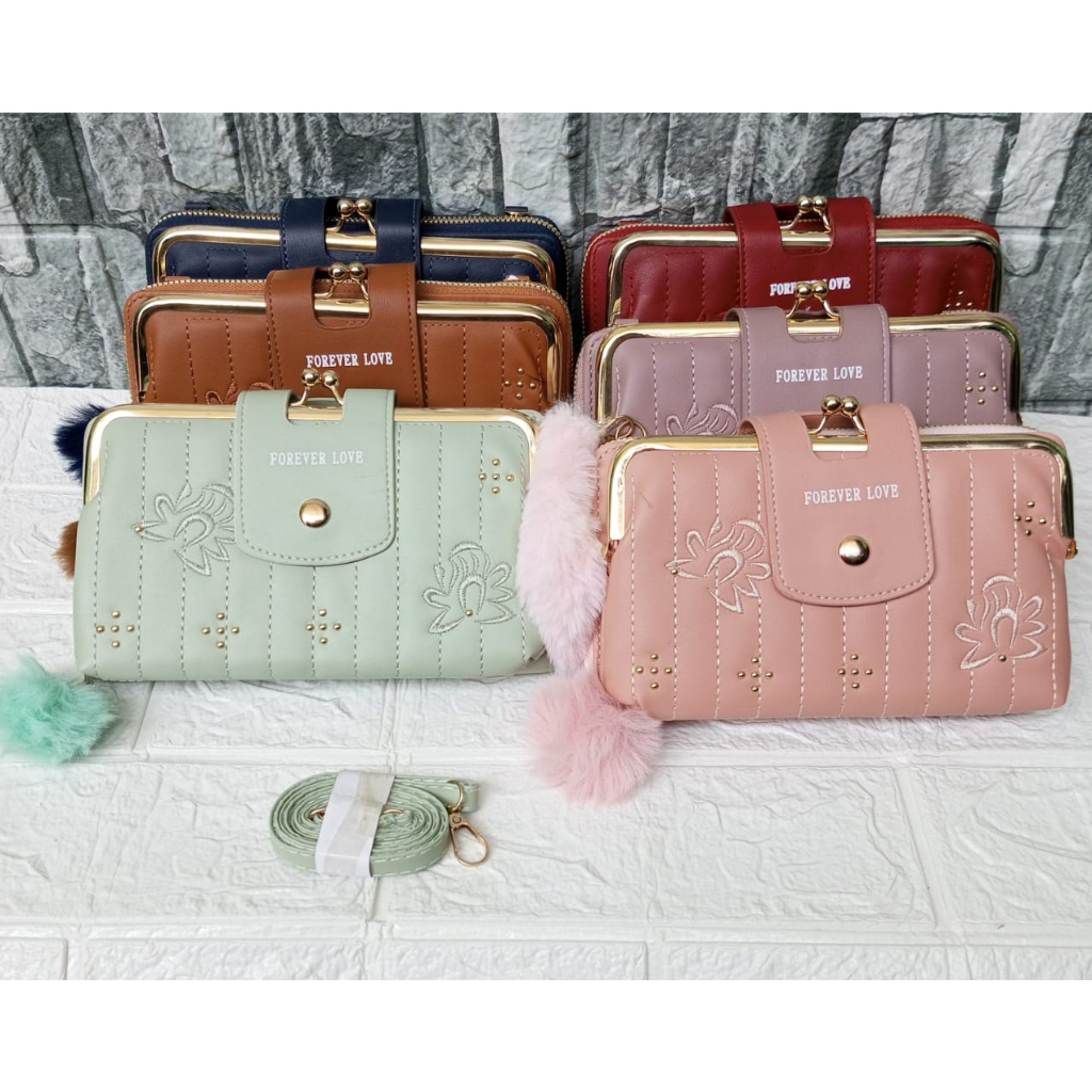 COD tas selempang  dompet behel  wanita import forever love multifungsi terbaru murah
