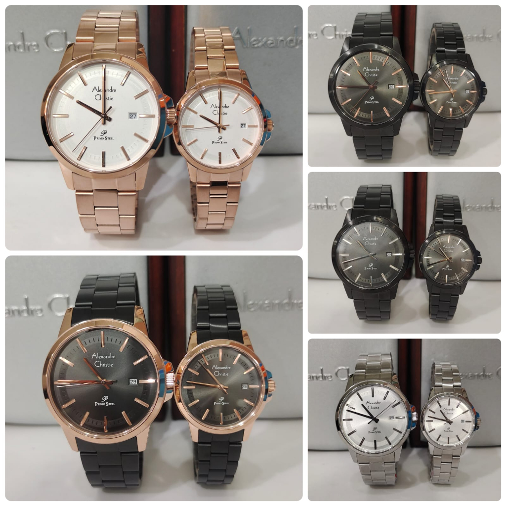 Jam Couple Alexandre Christie AC1034  AC 1034 Stainless  Original Garansi Resmi Alexander Christi