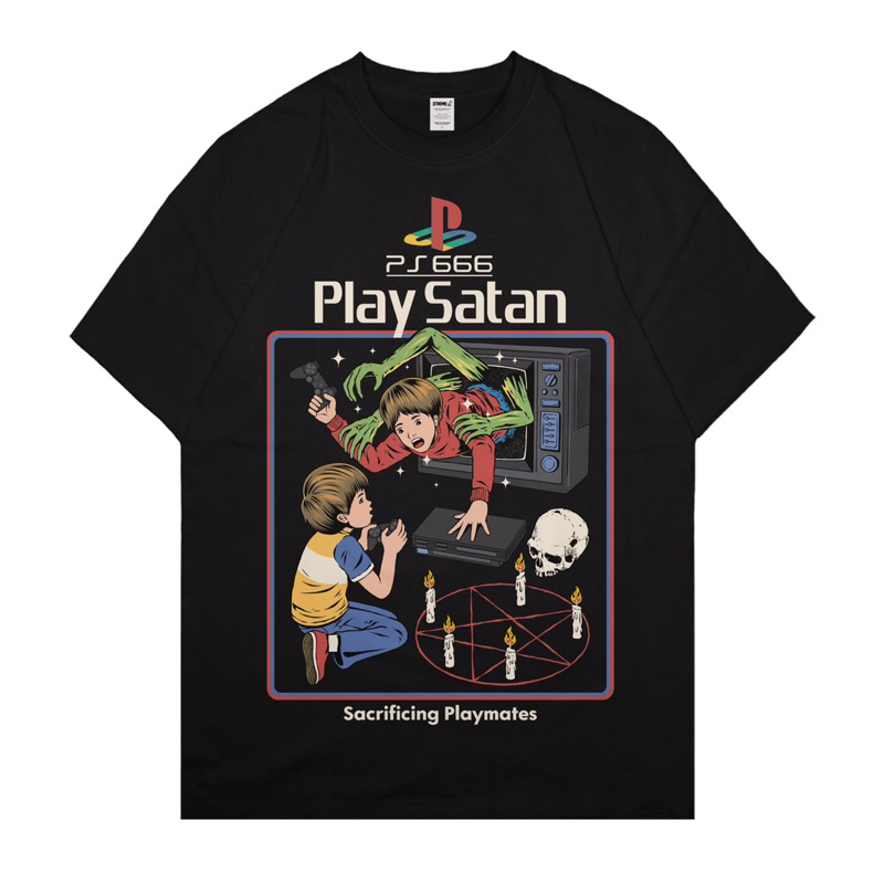 Kaos T-shirt Plesetan Play Satan | Kaos Playstation | Kaos Distro Premium