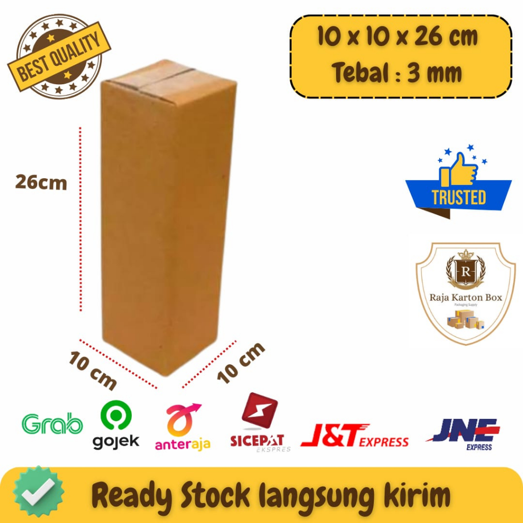 

Karton Box 10 x 10 x 26cm BAHAN BARU / Kardus 10 x 10 x 26 cm