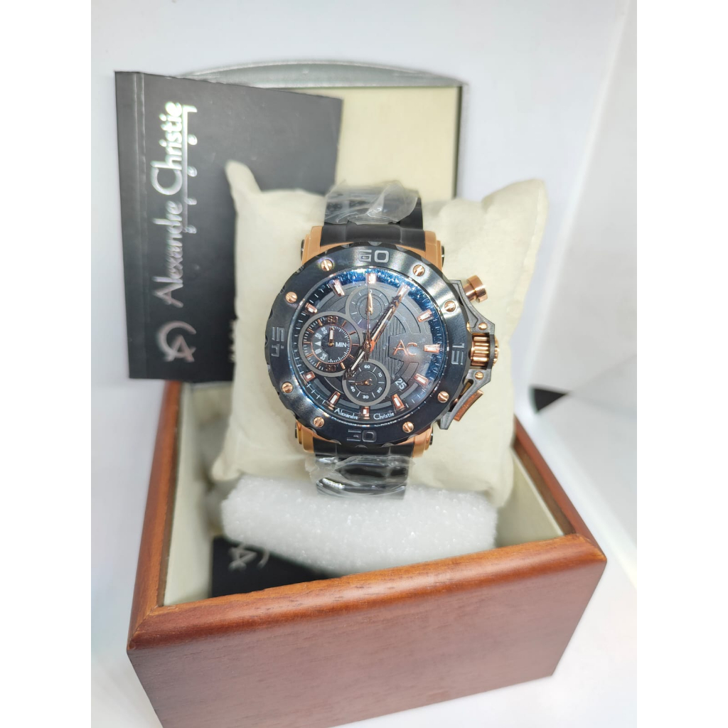  ORIGINAL  JAM TANGAN PRIA ALEXANDER CHRISTIE TIPE COLLECTION CHRONOGRAPH