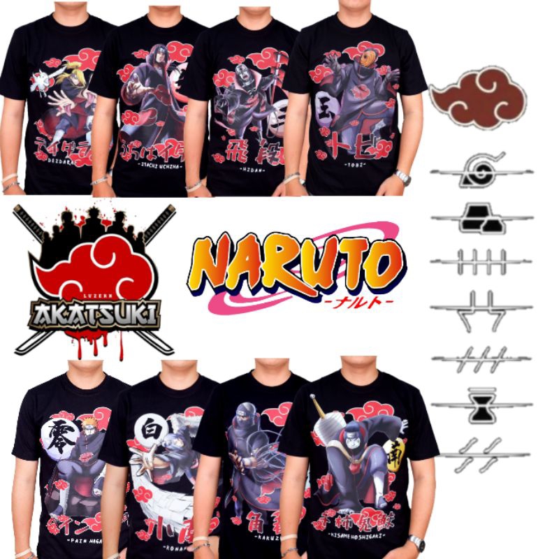 KAOS AKATSUKI ITACHI DEIDARA KAKUZU KONAN PAIN KISAME HIDAN TOBI T-SHIRT AKATSUKI NARUTO ANIME
