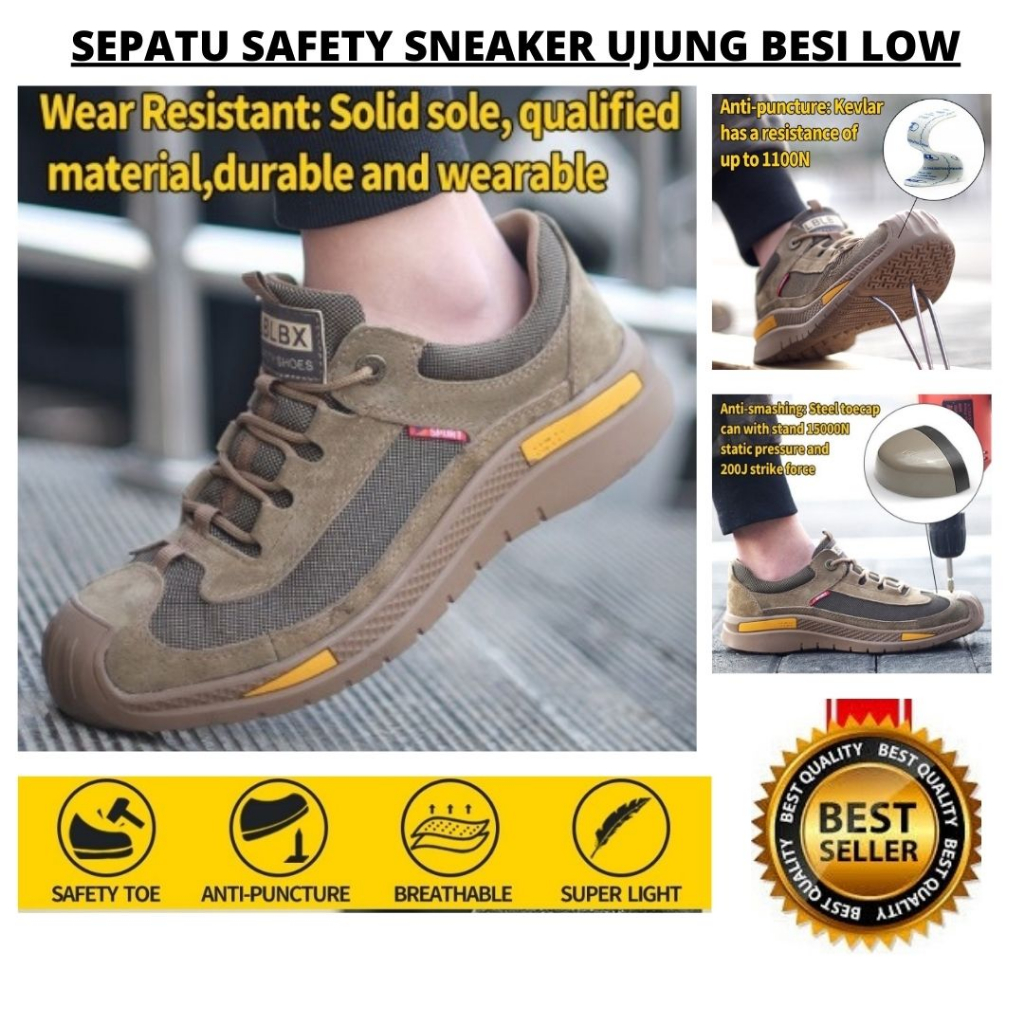 Korea Trend Sepatu Safety Trendy Casual Brown Safety Shoes Wanita Pria